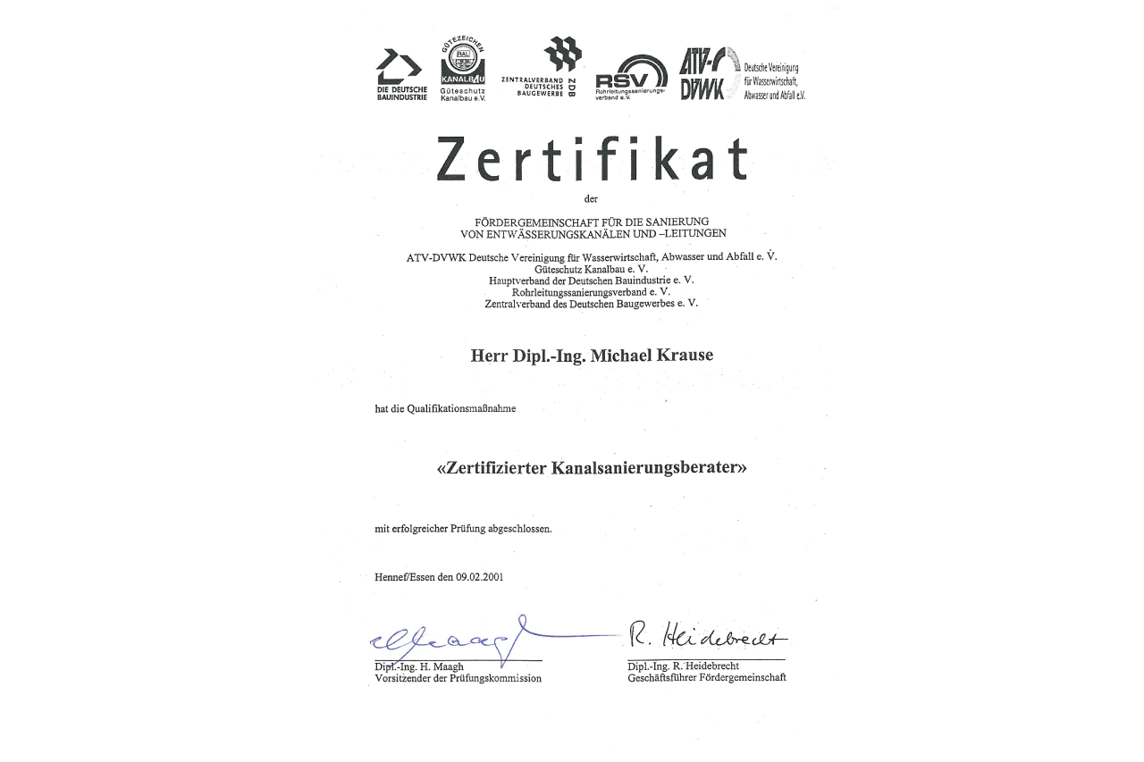 Zertifizierter Kanalsanierungsberater